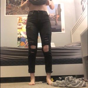ripped black mom jeans